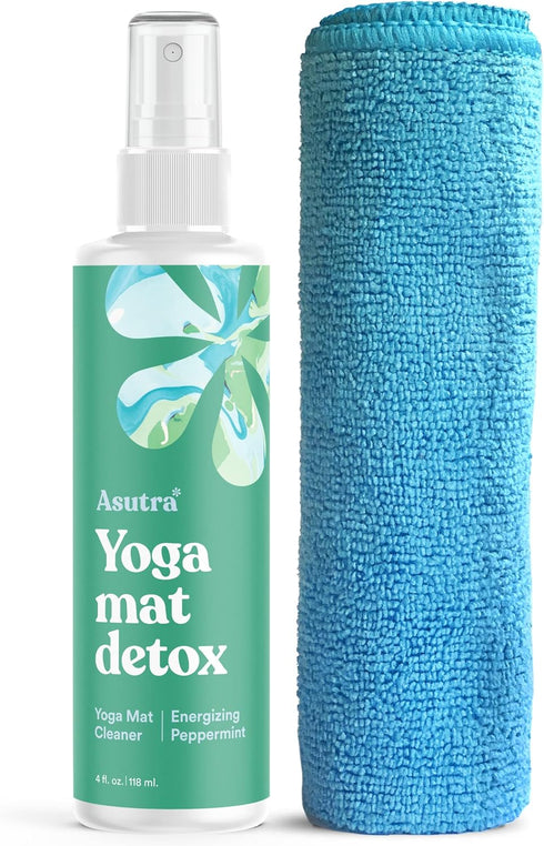 ASUTRA Yoga Mat Cleaner Spray (Energizing Peppermint), 4 fl oz - No Slippery Residue, Organic Essential Oils, Deep-Cleansing for Fitness Gear & Gy...