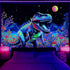 Blacklight Dinosaur Tapestry, Fantasy Neon Funny Dino Frog Mountain Art UV Reactive Tapestries, Cool Fairytales T-Rex Galaxy Space Glow in the Dar...