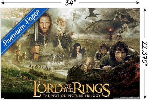 The Lord of the Rings: The Motion Picture Trilogy Wall Poster, 34L" x 22.4W", Premium Poster & Mount Bundle...