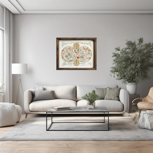 Posterizer 1 pcs-1675 double hemisphere celestial chart by Louis Vlasbloem-Astrology & Zodiac Art-décor for living room, bedroom- UNFRAMED Wall Ar...