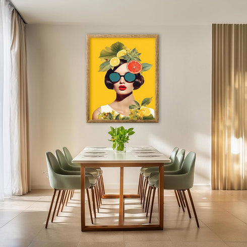 Posterizer 1 pcs-vintage fashion-woman , fruits , flowers collage-Abstract & Modern Art-Retro Art-Gift for Art Lovers-Art for Cafe, Restaurant, Co...