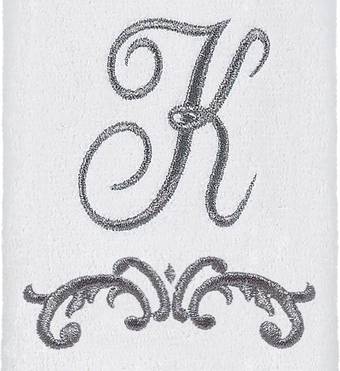 Avanti Linens - Fingertip Towel, Soft & Absorbent Cotton Towel (Monogram Collection, Initial K), White...