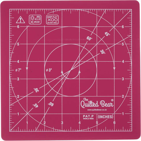 The Quilted Bear Rotating Cutting Mat 7" x 7" - Square Self Healing 360° Rotating Craft Cutting Mat with Innovative Locking Mechanism for Quilting...