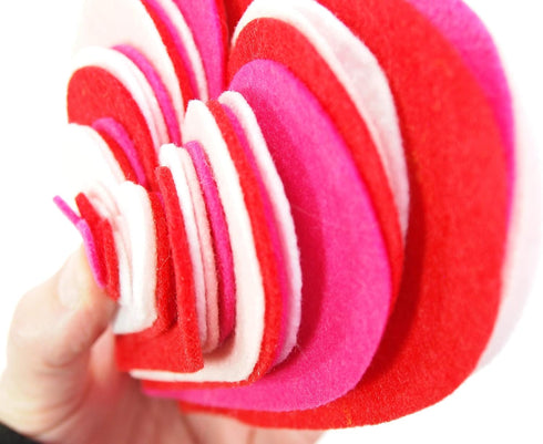 Playfully Ever After 1 to 6 inch Multi-Size Color Pack 24pc Felt Hearts (Red/Pink/LightPink/White)...