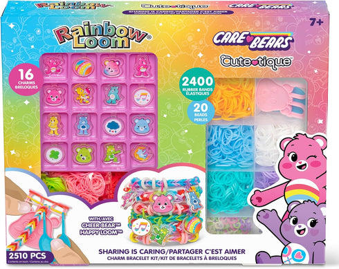 Rainbow Loom: Care Bears Cutetique: Sharing Is Caring -16 Charms, DIY Rubber Band Bracelet Kit, Exclusive Cheer Bear Loom, Jewelry Making, Kids Ag...