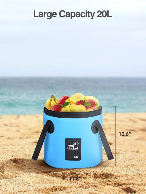 Luxtude Collapsible Bucket with Handle, 5 Gallon(20L), Portable & Ultra Lightweight Outdoor Basin Bucket, Folding Bucket for Fishing, Camping, Hik...