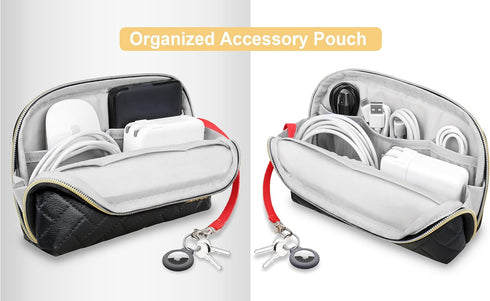 Lacdo Portable Tech Organizer Pouch Bag Case Electronics Accessories Organizer for MacBook Laptop Chargers, Cables, Cords, Mouse, Power Bank, USB ...