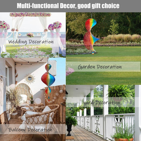 Helix Metal Wind Spinners for Yard and Garden,12 Inch 3D Stainless Steel Hanging Kinetic Yard Art Wind Sculpture, Rainbow Helix Kinetic Art Garden...