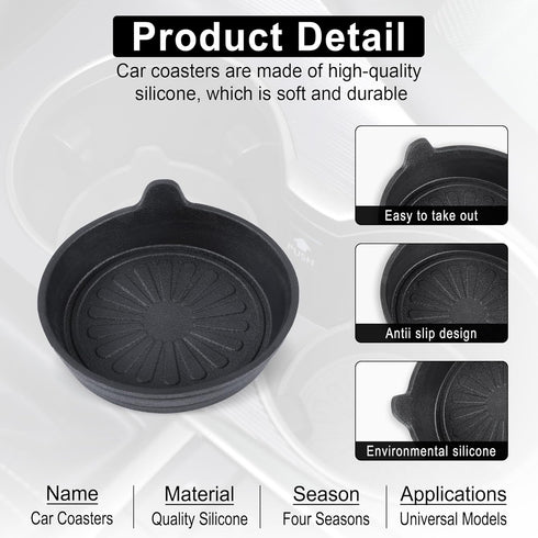 SINGARO Car Cup Holder, 4-Pack Silicone Car Coasters, Universal Non-Slip Recessed Car Interior Accessories (Flower Black)...