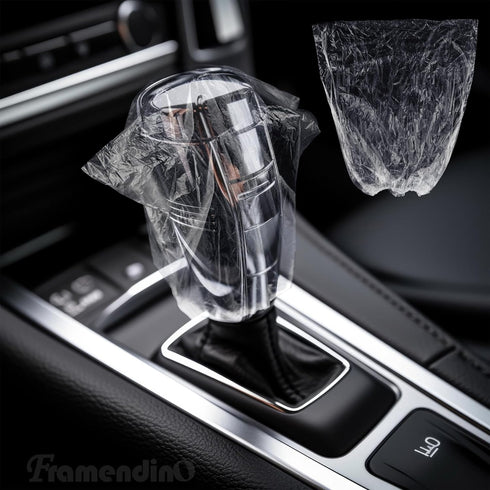 Framendino, 100 Pack Disposable Steering Wheel Covers and 100 Pack Disposable Gearbox Covers with Elastic Decorative Strips Used for Car Protectio...