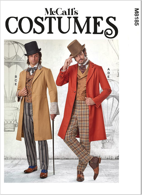 McCall's Men's Costume, Victorian Gentleman Sewing Pattern Kit, Code M8185, Sizes X-Large, XX-Large, 3X-Large, Multicolor...