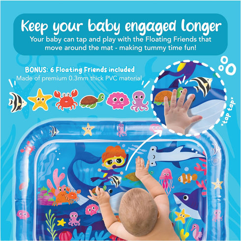 Water Tummy Time Mat for Baby - 26"x20" Large Premium Tummy Time Toys for Baby Boy or Baby Girl, Infant Water Mat for Above 3 Month, Water Play Ma...