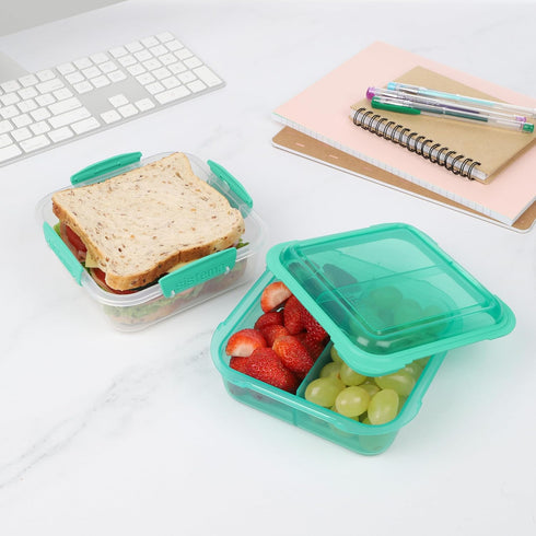 Sistema 1.24L Lunch Stack Square to Go Assorted Colours, Polypropylene, 1.24 Litre...
