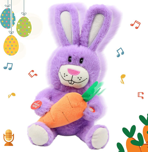 Hopearl Talking Singing Bunny Repeats What You Say Rabbit Musical Shaking Head Electric Interactive Animated Toy Speaking Plush Buddy Gifts for To...