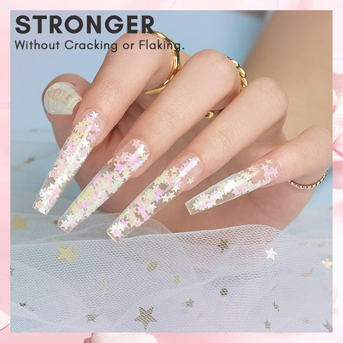 Makartt Glitter Acrylic Nail Powder,2oz Mixed Sparkly Acrylic Powder,Pink Yellow Star Clear Nail Acrylic Powder for Extension Carving Sticking Man...