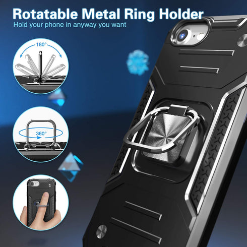 for iPhone SE 2020 Case with Screen Protector,Shockproof Drop Test Cover with Car Mount Kickstand Lightweight Protective Case for iPhone 6/6s/7/8/...