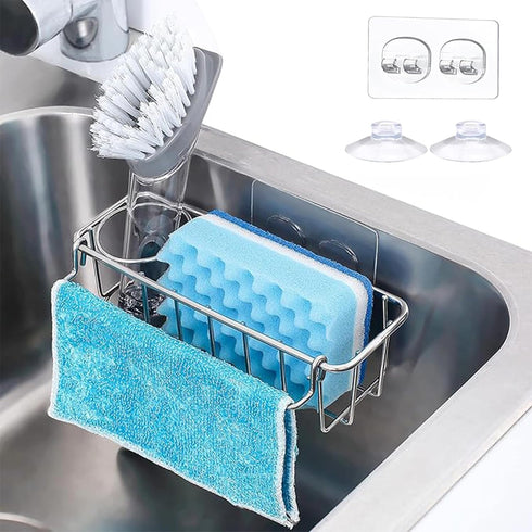 KESOL RustProof Sponge Holder Caddy for Kitchen, Stainless Steel Organizer, Brush Holder, 304 Accessories, Suction Cup + Adhesive...