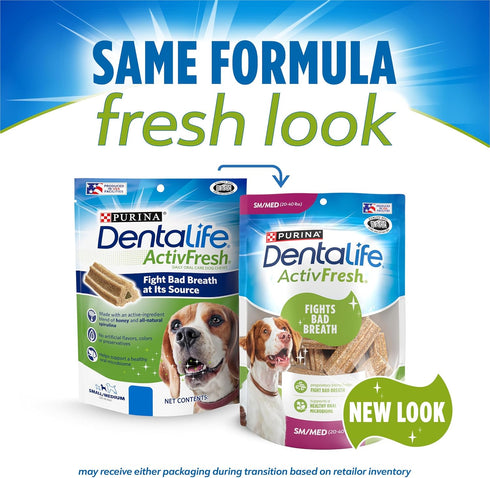 Purina DentaLife ActivFresh Chicken Flavor Small/Medium Breed Adult Dog Dental Chews - 21 ct. Pouch...