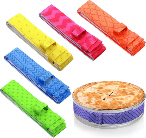 Patelai 6 Pieces Bake Even Strips Cake Pan Dampen Strips Cake Pan Baking Strips Absorbent Thick Baking Tray Protection Strap for Clean Baking Edge...