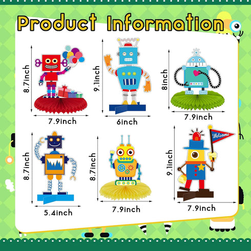 12 Pieces Robot Birthday Party Supplies Robot Party Honeycomb Centerpieces Robot Party Decorations Robot Party Table Topper for Baby Shower Decora...