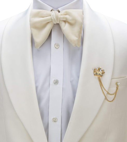 Lapel Pin for Men Golden Crystal Crown with Hanging Chain Brooch Suit Stud, Shirt Studs Men's Accessories Golden...