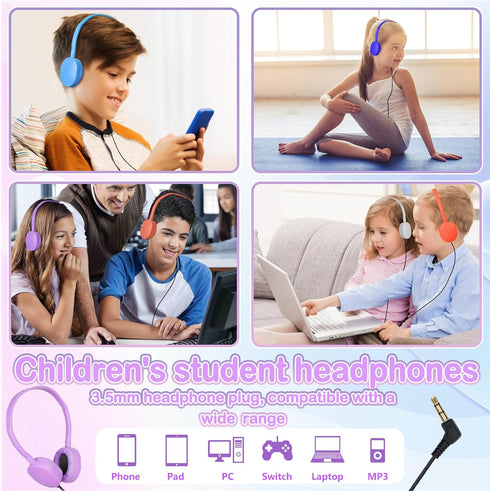 Kids Bulk Headphones for Classroom School 8 Pack Durable Wired Classroom Headphones for Kids Student Children Teens Boys Girls HD Sound 3.5mm Jack...