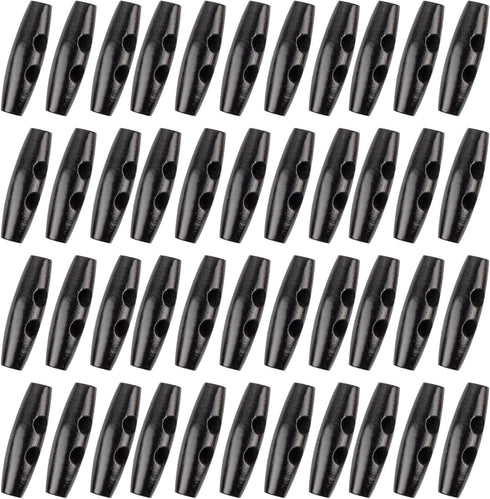Framendino, 50 Pack 2 Hole Wood Toggle Buttons Oval Horn Wood Button for DIY Clothing Sewing Accessories Black...