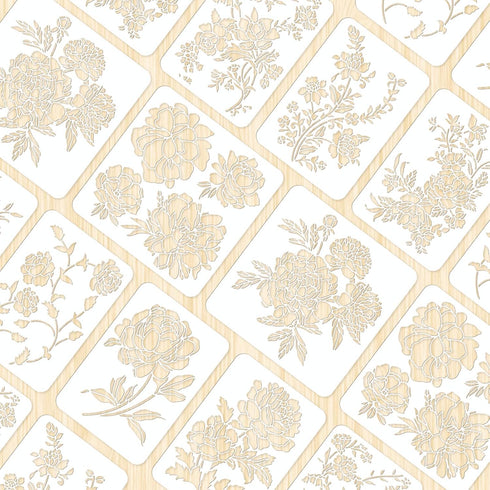 8pcs Peony Wall Stencils for Painting 11.7x8.3" Tile Stencil Set Reusable Plastic Wall Stencils Template for Painting on Wood Wall Furniture Floor...