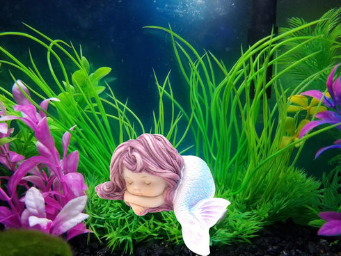 Resin Sleeping Little Mermaid Statue for Miniature Fairy Garden and Aquarium Decorations...