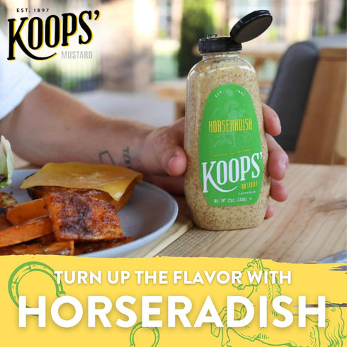 Koops' Horseradish Mustard – Bold and Zesty Horseradish Sauce, Gluten-Free, Kosher, Made in USA, From Quality Mustard Seeds – 12 Oz, Pack of 1...