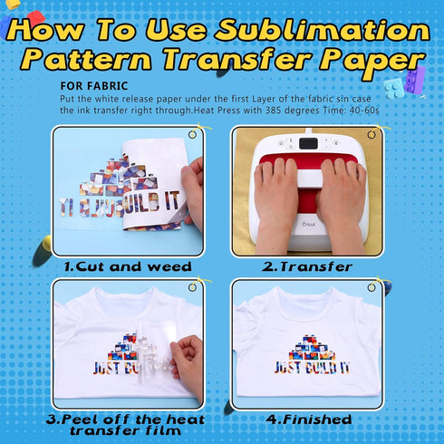 Tintnut Building Block Sublimation Transfer Paper- 12 Sheets 12inchesx10inches Toy Pattern Sublimation Transfer Ink Sheets Compatible with Cricut ...