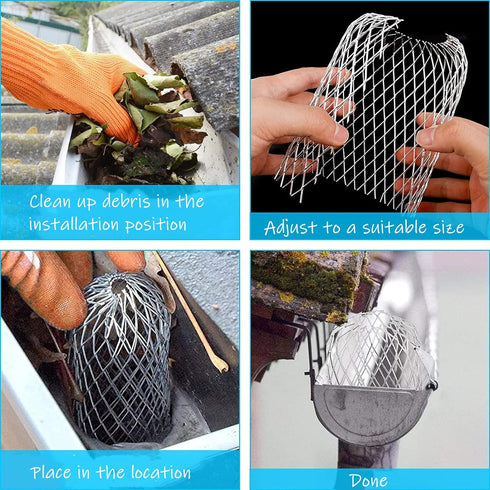 12 Pack Gutter Strainer, 4 Inch Expandable Gutter Downspout Guards, Aluminum Mesh Gutter Filter Strainer, Stop Blockage Leaves Debris, Fits for 1....