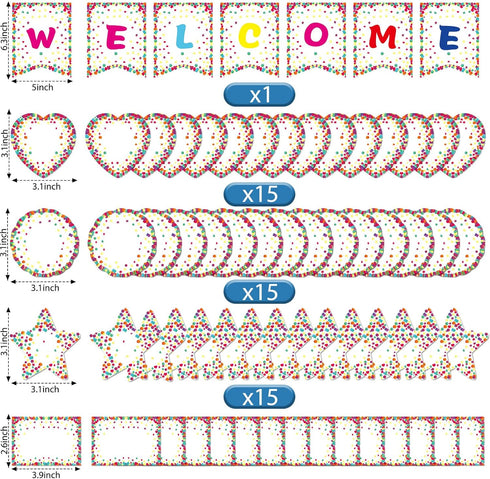 30 Pcs 29.5 ft Welcome Banner Confetti Bulletin Board Borders Classroom Confetti Border Trim with Welcome Sign Classroom Confetti Pennant for Offi...
