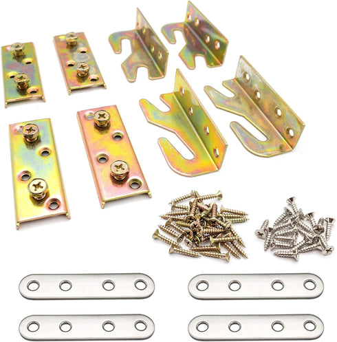 Lesnala 4-Piece Bed Railing Bracket Used to Connect Wood, Bed Replacement Parts, Headboard and Footboard Fixing Fittings Wooden Bed Frame Used to ...