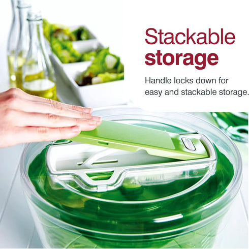 Zyliss Swift Dry Salad Spinner Large - Plastic Lettuce Colander and Spinner - Vegetable and Fruit Washer and Dryer - Dishwasher Safe Produce Tosse...