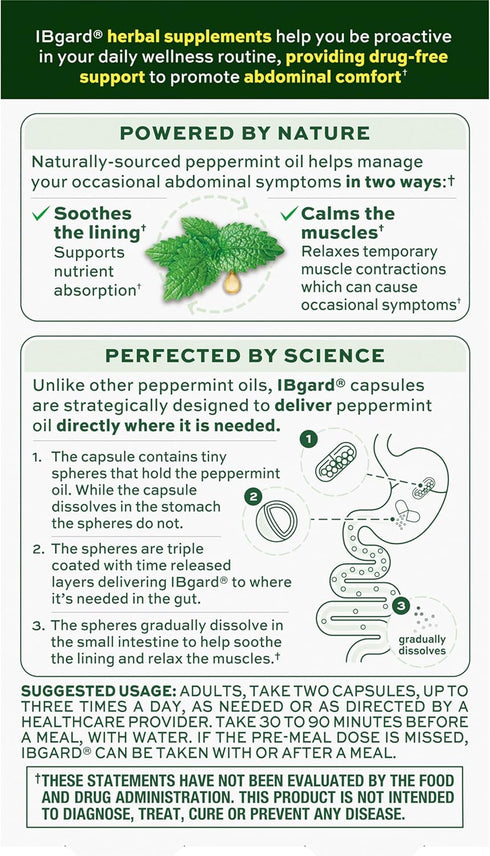 IBgard Gut Health Supplement, Peppermint Oil Capsules for Abdominal Comfort, 48 Capsules...