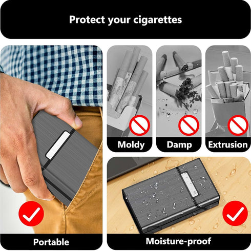 roygra Cigarette Case for 100's Size, 100mm 100S, Aluminum Magnetic 20 Capacity - Set of 3...