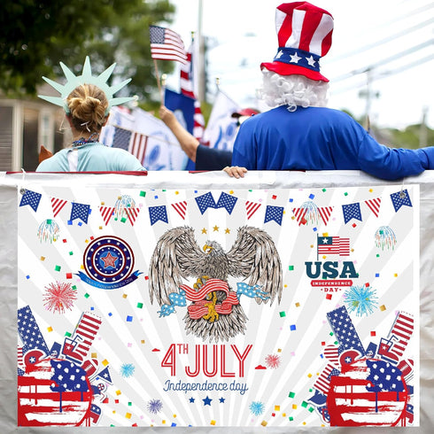 Independence Day Banners,6x3.6FT Large Size Independence Day Background Decoration for Holiday Party, Happy Independence Day 4th of July Parties H...