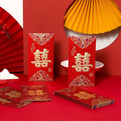 SAVITA 12pcs Wedding Red Envelopes, Traditional Chinese Wedding Red Envelopes Lucky Money Envelopes Wedding Hong Bao Wedding Chinese Red Packets f...