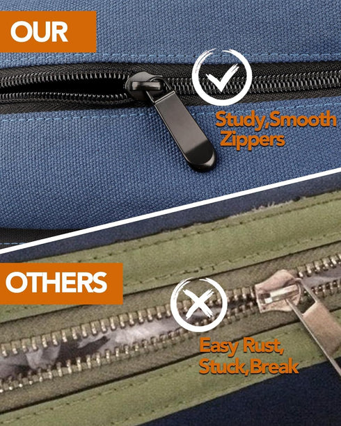 Roll Up Tool Bag, 16OZ Canvas Wrench Roll Up Pouch Multi-Purpose Tool Roll Organize, 5 Zippered Tool Pockets (Blue)...