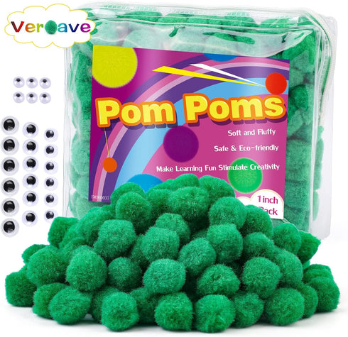 Veroave Green Pom Poms, 150PCS Puff Balls, Small Pom Poms for Crafts and DIY Art Creative Crafts Decorations...