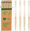 Biodegradable Bamboo White Bristles Toothbrush - 4 Pack, BPA Free Toothbrush with Soft Charcoal Bristles, Natural Compostable Wooden Toothbrush...