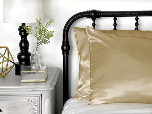 Morning Glamour Satin Pillowcases for Hair & Skin, Similar to Silk, Standard/Queen Size Set of 2, Cooling Pillow Case with Envelope Closure, Gifts...