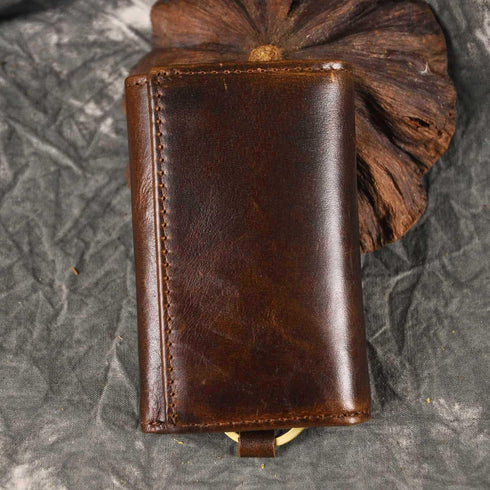 Le'aokuu Mens Genuine Leather Car Key Case Loop Hook Coin Case Cover Wallet Snap...