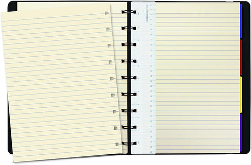 FILOFAX REFILLABLE NOTEBOOK CLASSIC, 9.25" x 7.25" Black - Elegant leather-look cover with moveable pages - Elastic closure, index, pocket and pag...