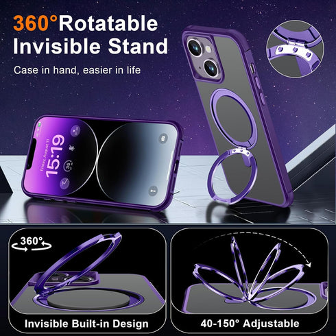 Magnetic for iPhone 13 case/iphone 14 Case ?Compatible with Magsafe? with 360°Rotatable Invisible Ring Stand?Military Grade Shockproof? Matte Back...