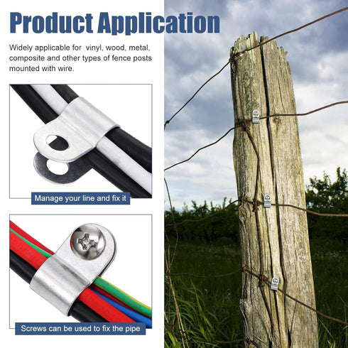 60 Pcs Wire Fence Clips Fence Wire Clamps Cattle Panel Clamps with 60 Pcs Screws Aluminum Mounting Clips for Vinyl, Wood or Metal Fence...