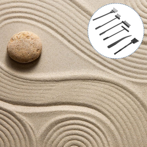 NUOBESTY 6pcs Mini Zen Garden Rake Tool Sandbox Zen Garden Rake Tools Desktop Sand Rock Push Drawing Pen Zen Garden Accessories...