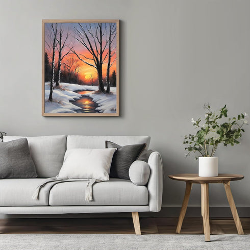 Posterizer 1 pcs-beautiful scenary of snowy winter in oil painting style-5-Landscape & Nature Art-GIft for Men Women Teens-Dining Room Decor- unfr...