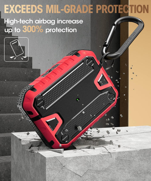 Koaichi Compatible with AirPods Pro(2nd Generation/1st Generation), Full-Body Rugged Hard Shell Protective Case Cover with Keychain Designed for A...